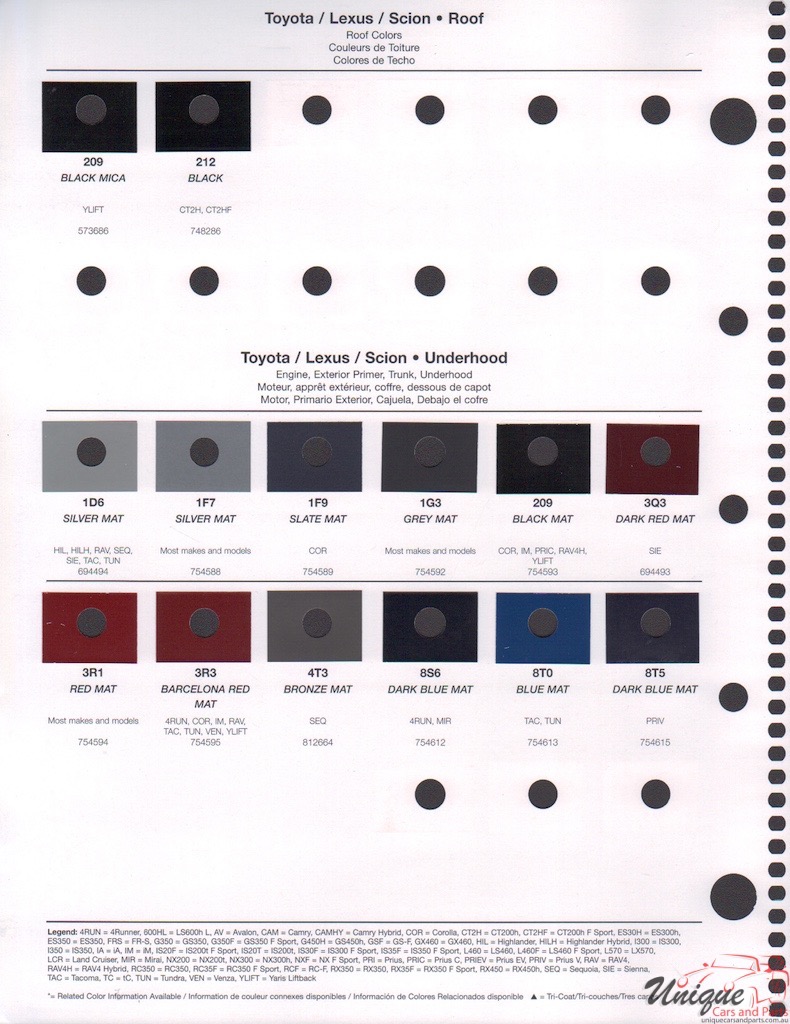 2016 Toyota Paint Charts RM 6
